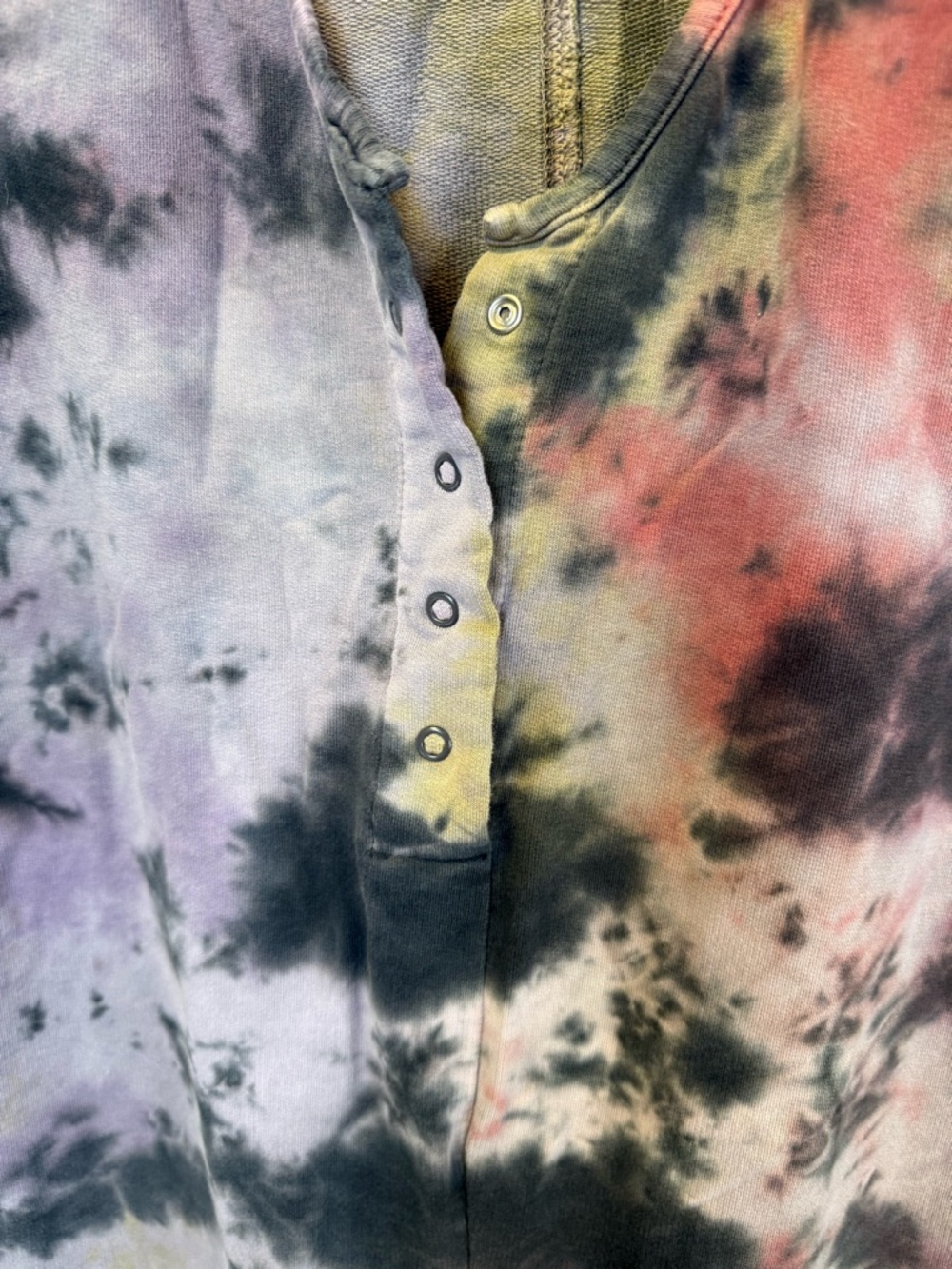 Organic Cotton Sleeveless Tie-Dye Jumpsuit in Purplish Gray, Black Green & Pink - Picture 4 of 10